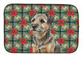 Grizzle and Tan Border Terrier Christmas PoinsettIas Dish Drying Mat Absorbent Dish Drying Mat Pad for Kitchen Counter Dish Drainer Mat for Countertop, 14 x 21", Multicolor