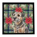 Grizzle and Tan Border Terrier Christmas PoinsettIas Framed Metal Print Bathroom, Kitchen, Office, Home Decor Wall Art Ready to Hang, Square, 8X8