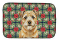 Wheaten Border Terrier Christmas PoinsettIas Dish Drying Mat Absorbent Dish Drying Mat Pad for Kitchen Counter Dish Drainer Mat for Countertop, 14 x 21", Multicolor