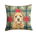 Wheaten Border Terrier Christmas PoinsettIas Decorative Throw Pillow 18x18 Indoor Outdoor Accent Cushion, Fabric Cover with Insert for Sofa, Bed, Porch & Living Room