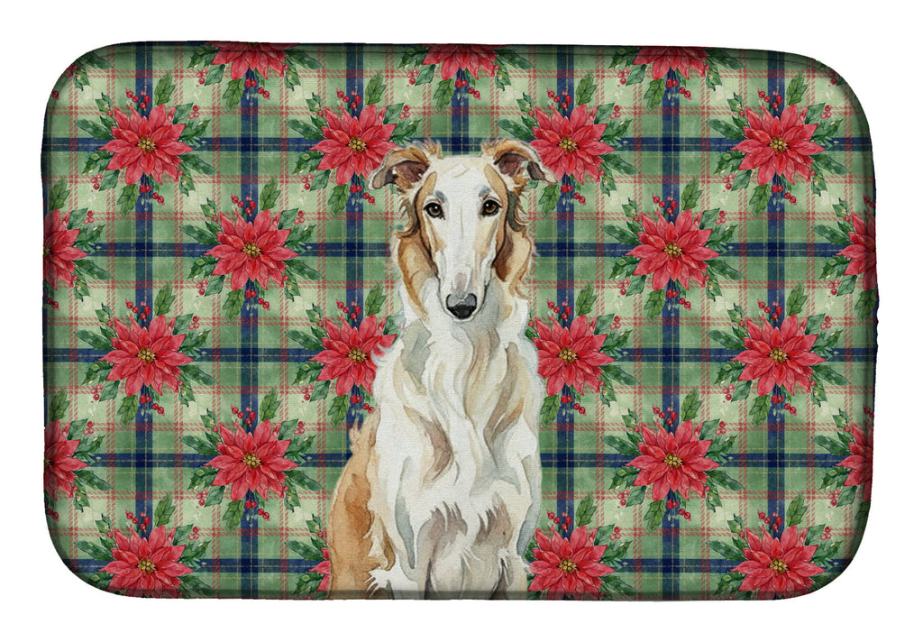 Borzoi Christmas PoinsettIas Dish Drying Mat Absorbent Dish Drying Mat Pad for Kitchen Counter Dish Drainer Mat for Countertop, 14 x 21", Multicolor