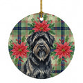Bouvier des Flandres Christmas PoinsettIas Ceramic Ornament Christmas Tree Hanging Decorations for Home Christmas Holiday, Party, Gift, 3 in, Multicolor