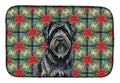 Bouvier des Flandres Christmas PoinsettIas Dish Drying Mat Absorbent Dish Drying Mat Pad for Kitchen Counter Dish Drainer Mat for Countertop, 14 x 21", Multicolor