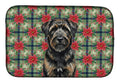 Brindle Bouvier des Flandres Christmas PoinsettIas Dish Drying Mat Absorbent Dish Drying Mat Pad for Kitchen Counter Dish Drainer Mat for Countertop, 14 x 21", Multicolor