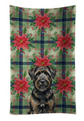 Brindle Bouvier des Flandres Christmas PoinsettIas Kitchen Towel Velour Plush Front and Cotton Loop Back Machine Washable