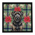 Brindle Bouvier des Flandres Christmas PoinsettIas Framed Metal Print Bathroom, Kitchen, Office, Home Decor Wall Art Ready to Hang, Square, 8X8