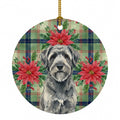 Gray Bouvier des Flandres Christmas PoinsettIas Ceramic Ornament Christmas Tree Hanging Decorations for Home Christmas Holiday, Party, Gift, 3 in, Multicolor