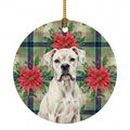 White Boxer Christmas PoinsettIas Ceramic Ornament Christmas Tree Hanging Decorations for Home Christmas Holiday, Party, Gift, 3 in, Multicolor