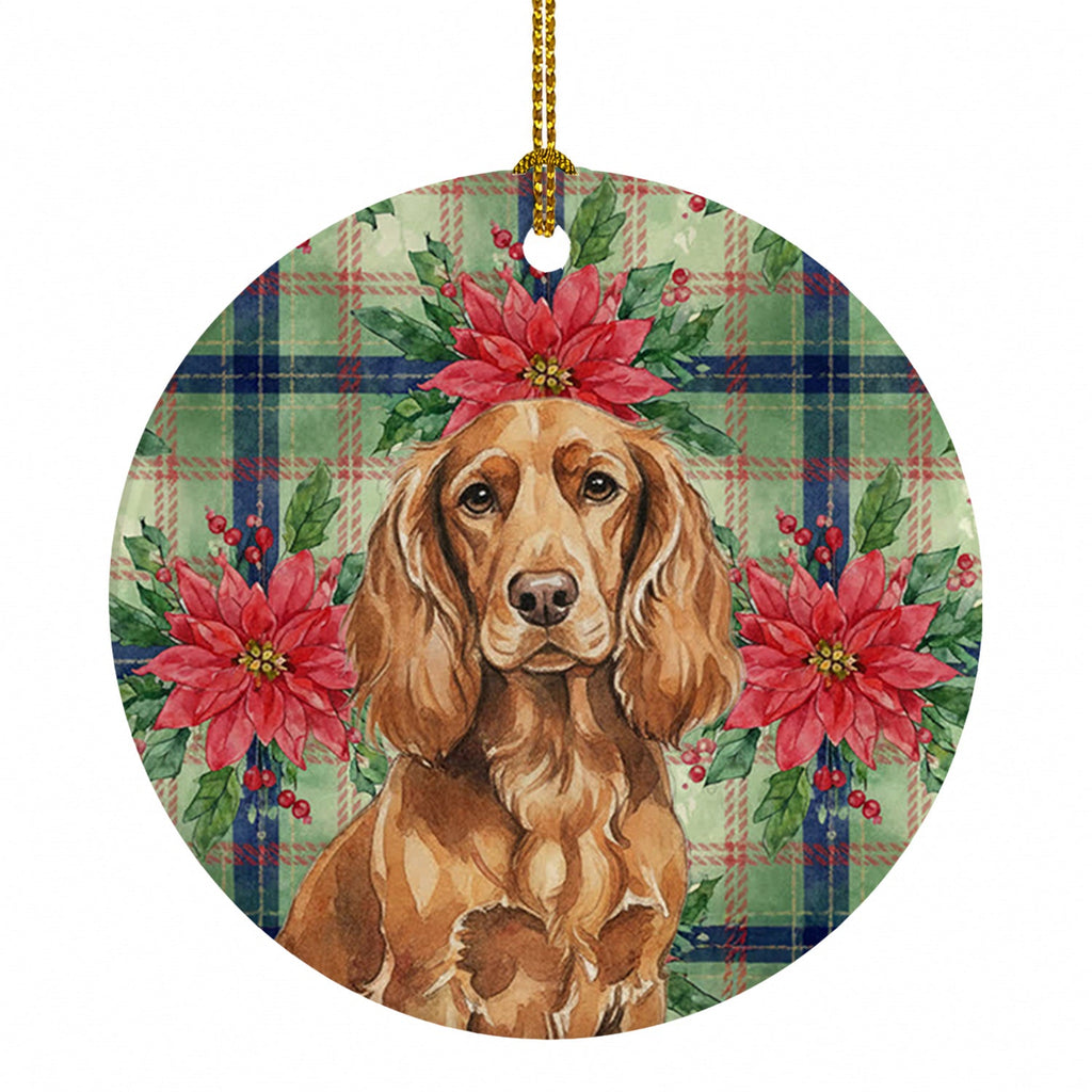 Boykin Spaniel Christmas PoinsettIas Ceramic Ornament Christmas Tree Hanging Decorations for Home Christmas Holiday, Party, Gift, 3 in, Multicolor