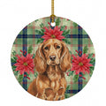Boykin Spaniel Christmas PoinsettIas Ceramic Ornament Christmas Tree Hanging Decorations for Home Christmas Holiday, Party, Gift, 3 in, Multicolor