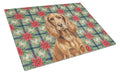 Boykin Spaniel Christmas PoinsettIas Cutting Board Tempered Glass Kitchen Cutting Surface, Heat Resistant Chopping, Non-Slip Feet, Food Prep & Serving