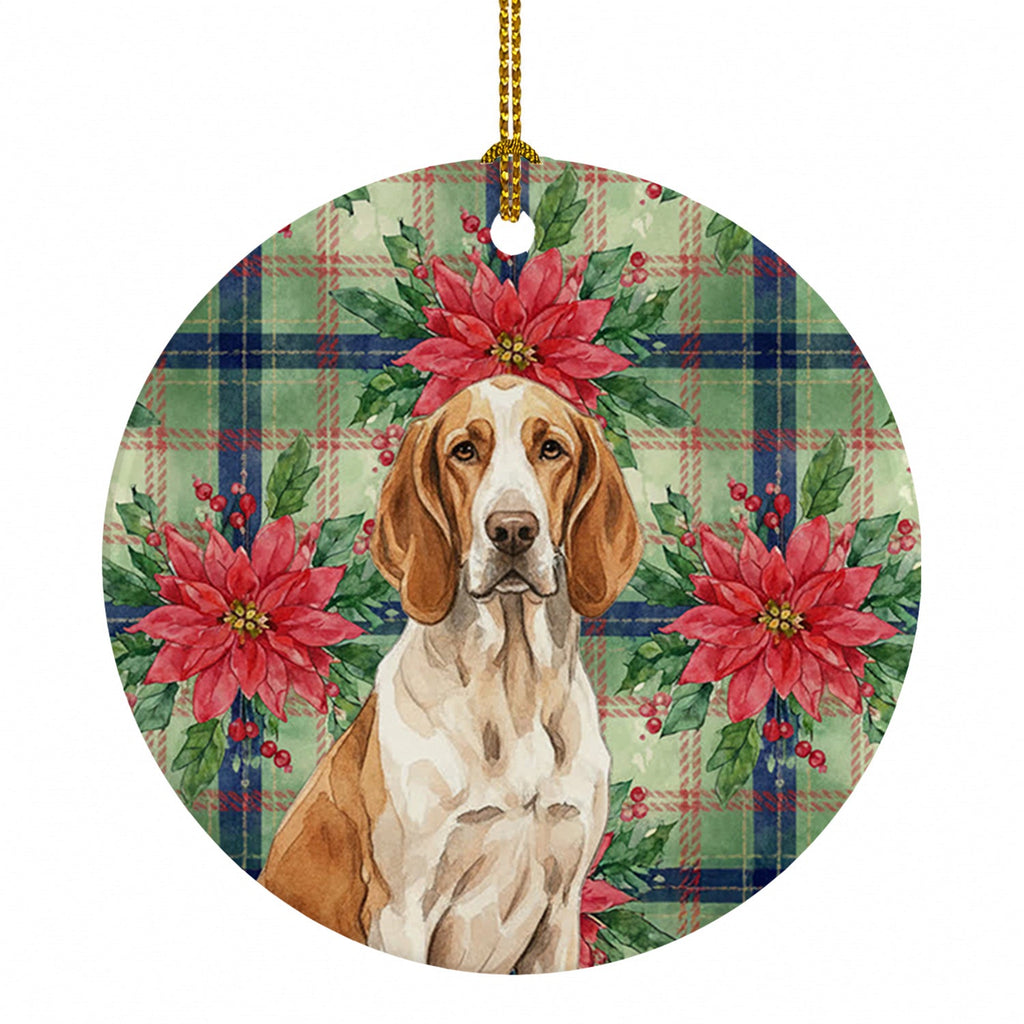 Bracco Italiano Christmas PoinsettIas Ceramic Ornament Christmas Tree Hanging Decorations for Home Christmas Holiday, Party, Gift, 3 in, Multicolor