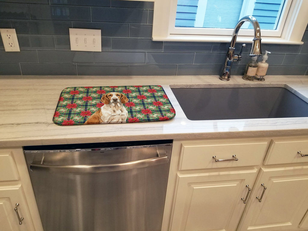 Bracco Italiano Christmas PoinsettIas Dish Drying Mat Absorbent Dish Drying Mat Pad for Kitchen Counter Dish Drainer Mat for Countertop, 14 x 21", Multicolor
