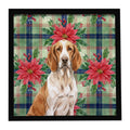 Bracco Italiano Christmas PoinsettIas Framed Metal Print Bathroom, Kitchen, Office, Home Decor Wall Art Ready to Hang, Square, 8X8