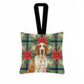 Bracco Italiano Christmas PoinsettIas Hanging Square Fabric Ornament 3.5 � 3.5 Decorative Door-Knob & Tree Hanger, Soft Fabric