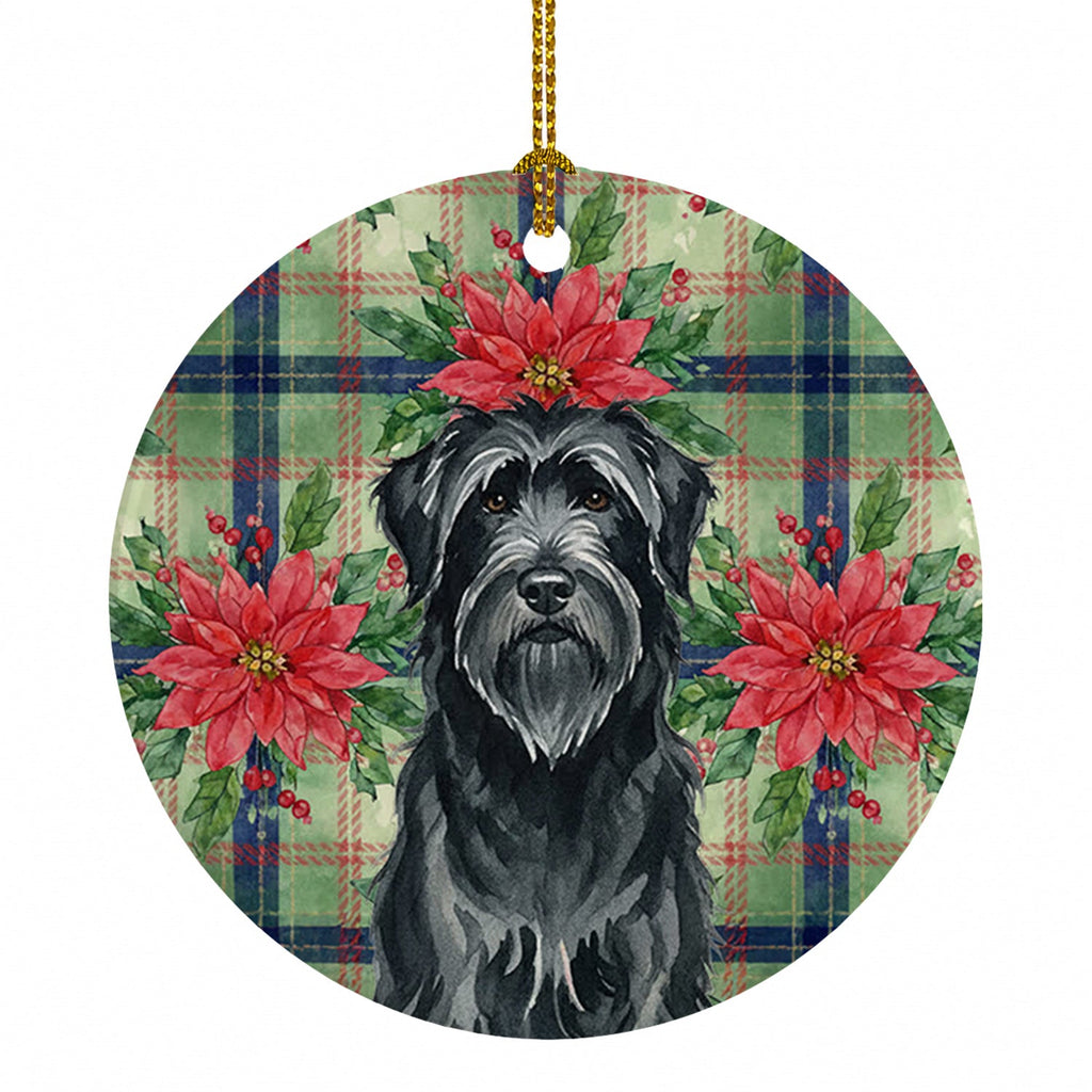Black Briard Christmas PoinsettIas Ceramic Ornament Christmas Tree Hanging Decorations for Home Christmas Holiday, Party, Gift, 3 in, Multicolor