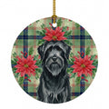 Black Briard Christmas PoinsettIas Ceramic Ornament Christmas Tree Hanging Decorations for Home Christmas Holiday, Party, Gift, 3 in, Multicolor