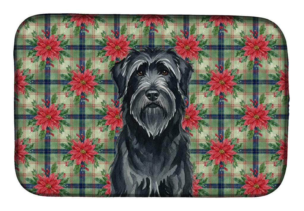 Black Briard Christmas PoinsettIas Dish Drying Mat Absorbent Dish Drying Mat Pad for Kitchen Counter Dish Drainer Mat for Countertop, 14 x 21", Multicolor