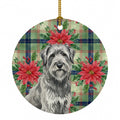 Gray Briard Christmas PoinsettIas Ceramic Ornament Christmas Tree Hanging Decorations for Home Christmas Holiday, Party, Gift, 3 in, Multicolor