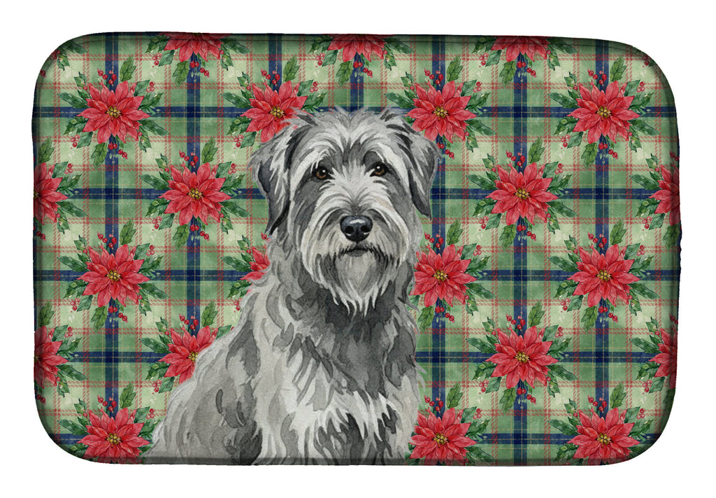 Gray Briard Christmas PoinsettIas Dish Drying Mat Absorbent Dish Drying Mat Pad for Kitchen Counter Dish Drainer Mat for Countertop, 14 x 21", Multicolor