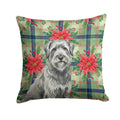 Gray Briard Christmas PoinsettIas Decorative Throw Pillow 18x18 Indoor Outdoor Accent Cushion, Fabric Cover with Insert for Sofa, Bed, Porch & Living Room