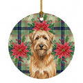 Tawny Briard Christmas PoinsettIas Ceramic Ornament Christmas Tree Hanging Decorations for Home Christmas Holiday, Party, Gift, 3 in, Multicolor