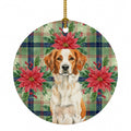 Orange and White Brittany Christmas PoinsettIas Ceramic Ornament Christmas Tree Hanging Decorations for Home Christmas Holiday, Party, Gift, 3 in, Multicolor