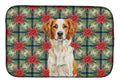 Orange and White Brittany Christmas PoinsettIas Dish Drying Mat Absorbent Dish Drying Mat Pad for Kitchen Counter Dish Drainer Mat for Countertop, 14 x 21", Multicolor