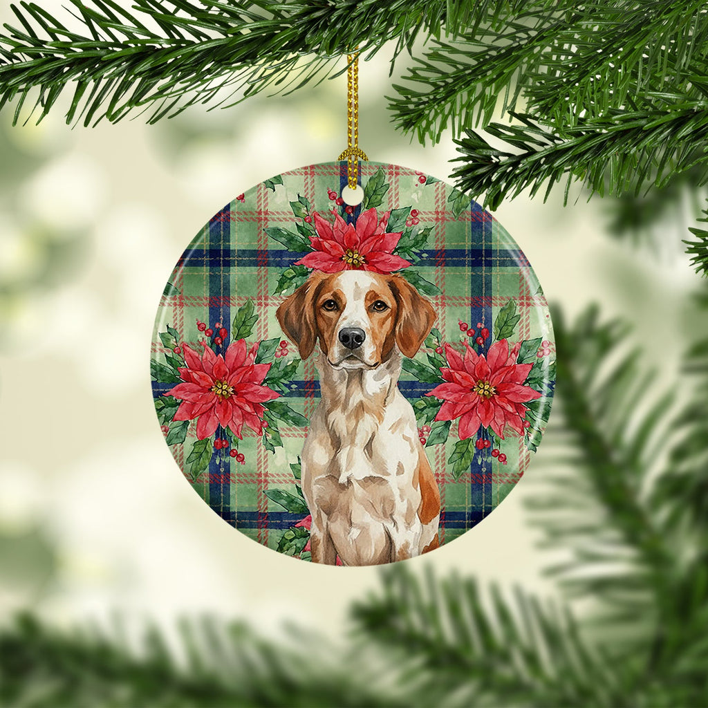 Roan Brittany Christmas PoinsettIas Ceramic Ornament Christmas Tree Hanging Decorations for Home Christmas Holiday, Party, Gift, 3 in, Multicolor
