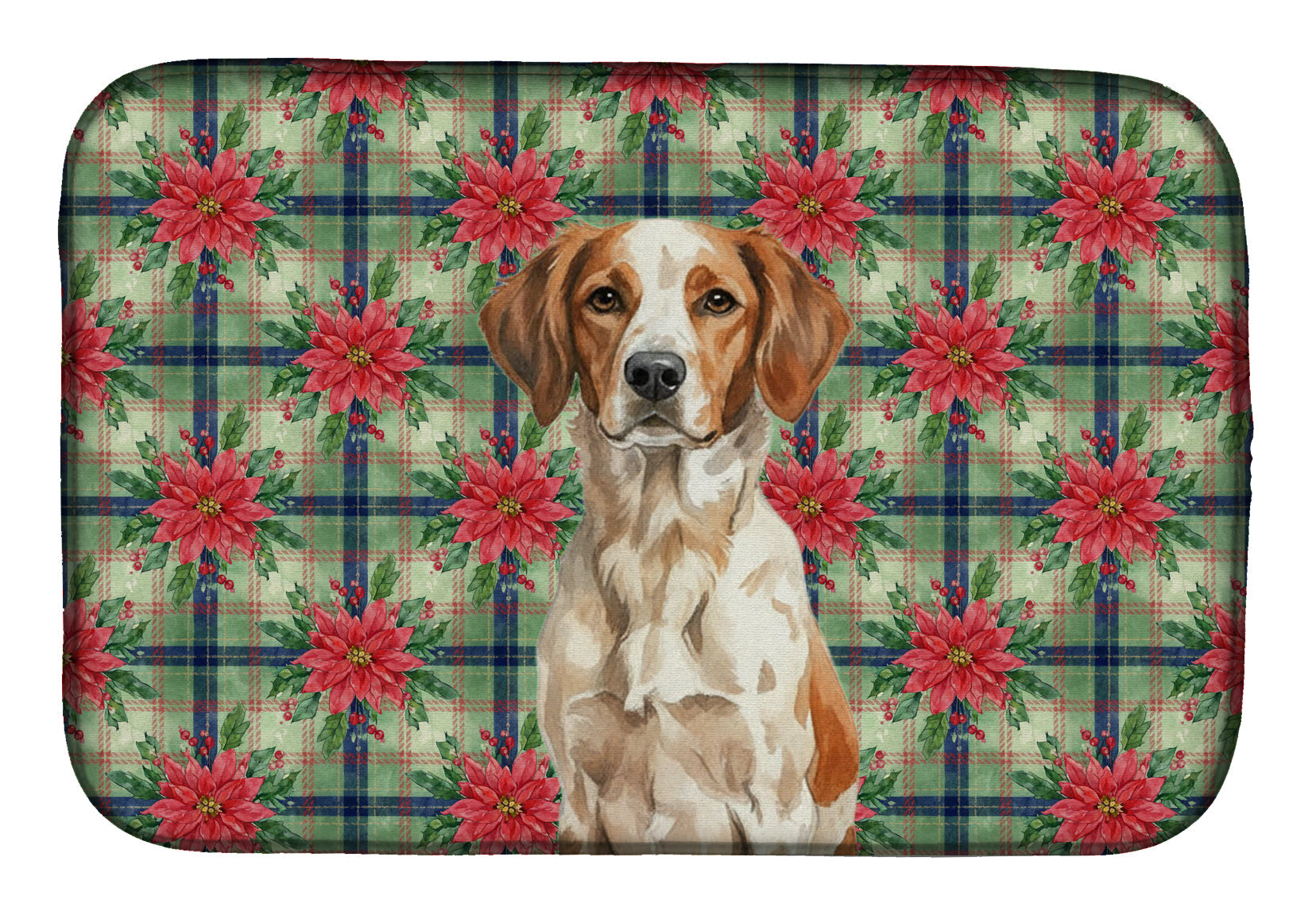 Roan Brittany Christmas PoinsettIas Dish Drying Mat Absorbent Dish Drying Mat Pad for Kitchen Counter Dish Drainer Mat for Countertop, 14 x 21", Multicolor