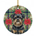 Black and Tan Brussels Griffon Christmas PoinsettIas Ceramic Ornament Christmas Tree Hanging Decorations for Home Christmas Holiday, Party, Gift, 3 in, Multicolor