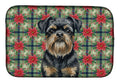 Black and Tan Brussels Griffon Christmas PoinsettIas Dish Drying Mat Absorbent Dish Drying Mat Pad for Kitchen Counter Dish Drainer Mat for Countertop, 14 x 21", Multicolor