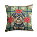 Black and Tan Brussels Griffon Christmas PoinsettIas Decorative Throw Pillow 18x18 Indoor Outdoor Accent Cushion, Fabric Cover with Insert for Sofa, Bed, Porch & Living Room