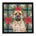 Bullmastiff Christmas PoinsettIas Framed Metal Print Bathroom, Kitchen, Office, Home Decor Wall Art Ready to Hang, Square, 8X8