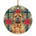 Red Bullmastiff Christmas PoinsettIas Ceramic Ornament Christmas Tree Hanging Decorations for Home Christmas Holiday, Party, Gift, 3 in, Multicolor
