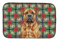 Red Bullmastiff Christmas PoinsettIas Dish Drying Mat Absorbent Dish Drying Mat Pad for Kitchen Counter Dish Drainer Mat for Countertop, 14 x 21", Multicolor