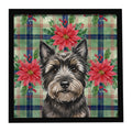 Black Cairn Terrier Christmas PoinsettIas Framed Metal Print Bathroom, Kitchen, Office, Home Decor Wall Art Ready to Hang, Square, 8X8