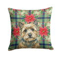 Cairn Terrier Christmas PoinsettIas Decorative Throw Pillow 18x18 Indoor Outdoor Accent Cushion, Fabric Cover with Insert for Sofa, Bed, Porch & Living Room