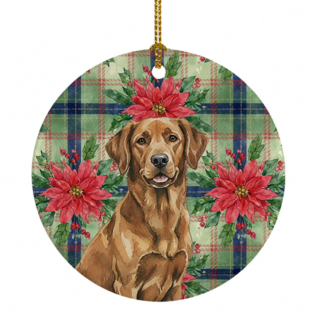 Chesapeake Bay Retriever Christmas PoinsettIas Ceramic Ornament Christmas Tree Hanging Decorations for Home Christmas Holiday, Party, Gift, 3 in, Multicolor