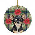 Black and Tan Chihuahua Christmas PoinsettIas Ceramic Ornament Christmas Tree Hanging Decorations for Home Christmas Holiday, Party, Gift, 3 in, Multicolor