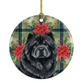 Black Chow Chow Christmas PoinsettIas Ceramic Ornament Christmas Tree Hanging Decorations for Home Christmas Holiday, Party, Gift, 3 in, Multicolor
