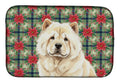Cream Chow Chow Christmas PoinsettIas Dish Drying Mat Absorbent Dish Drying Mat Pad for Kitchen Counter Dish Drainer Mat for Countertop, 14 x 21", Multicolor