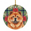 Red Chow Chow Christmas PoinsettIas Ceramic Ornament Christmas Tree Hanging Decorations for Home Christmas Holiday, Party, Gift, 3 in, Multicolor