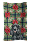 Black Cocker Spaniel Christmas PoinsettIas Kitchen Towel Velour Plush Front and Cotton Loop Back Machine Washable