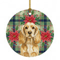 Buff Cocker Spaniel Christmas PoinsettIas Ceramic Ornament Christmas Tree Hanging Decorations for Home Christmas Holiday, Party, Gift, 3 in, Multicolor