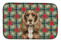 Chocolate Cocker Spaniel Christmas PoinsettIas Dish Drying Mat Absorbent Dish Drying Mat Pad for Kitchen Counter Dish Drainer Mat for Countertop, 14 x 21", Multicolor