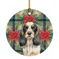 Parti Cocker Spaniel Christmas PoinsettIas Ceramic Ornament Christmas Tree Hanging Decorations for Home Christmas Holiday, Party, Gift, 3 in, Multicolor
