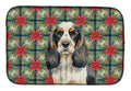 Parti Cocker Spaniel Christmas PoinsettIas Dish Drying Mat Absorbent Dish Drying Mat Pad for Kitchen Counter Dish Drainer Mat for Countertop, 14 x 21", Multicolor