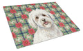Coton de Tulear Christmas PoinsettIas Cutting Board Tempered Glass Kitchen Cutting Surface, Heat Resistant Chopping, Non-Slip Feet, Food Prep & Serving