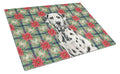 Dalmatian Christmas PoinsettIas Cutting Board Tempered Glass Kitchen Cutting Surface, Heat Resistant Chopping, Non-Slip Feet, Food Prep & Serving